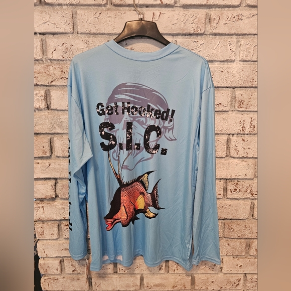 GET HOOKED S.I.C. HOGFISH L/S - 2XL NEPTUNE BLUE NEW WITH TAGS Made in the USA - Picture 2 of 10